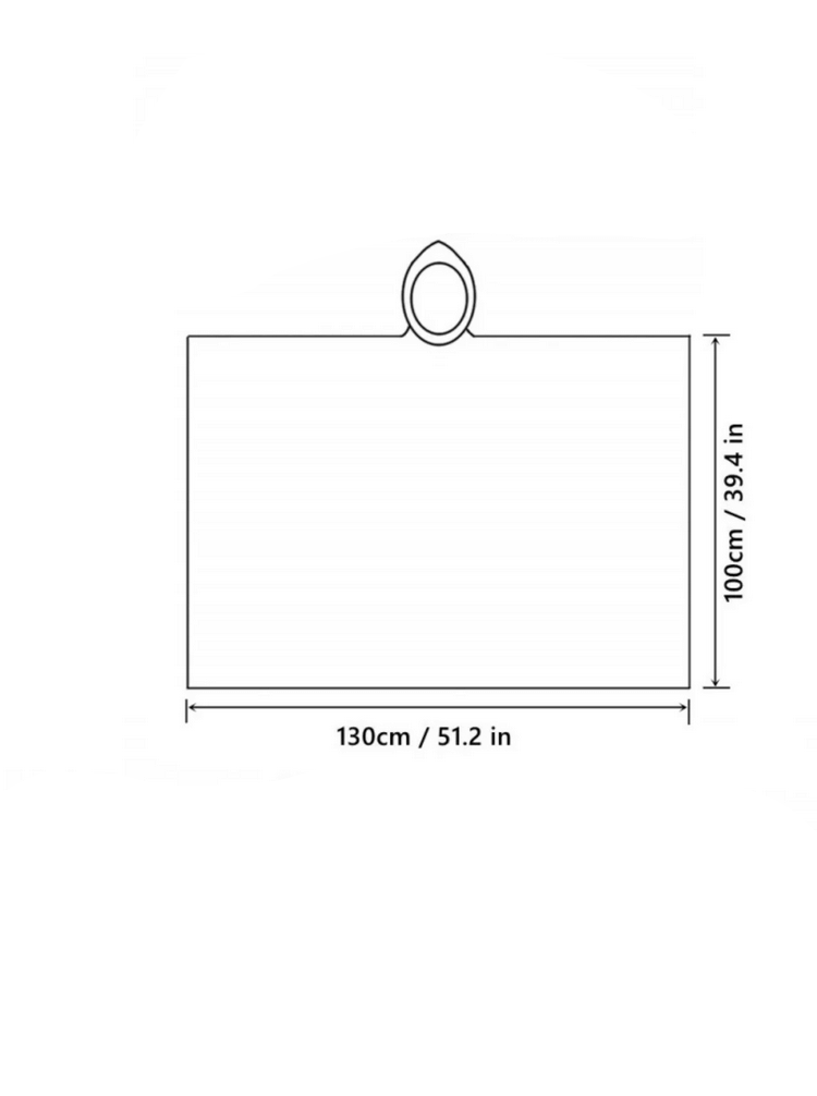 Schematic of waterproof reusable transparent raincoat for women, showing dimensions: 130cm width, 100cm height, SF1979.
